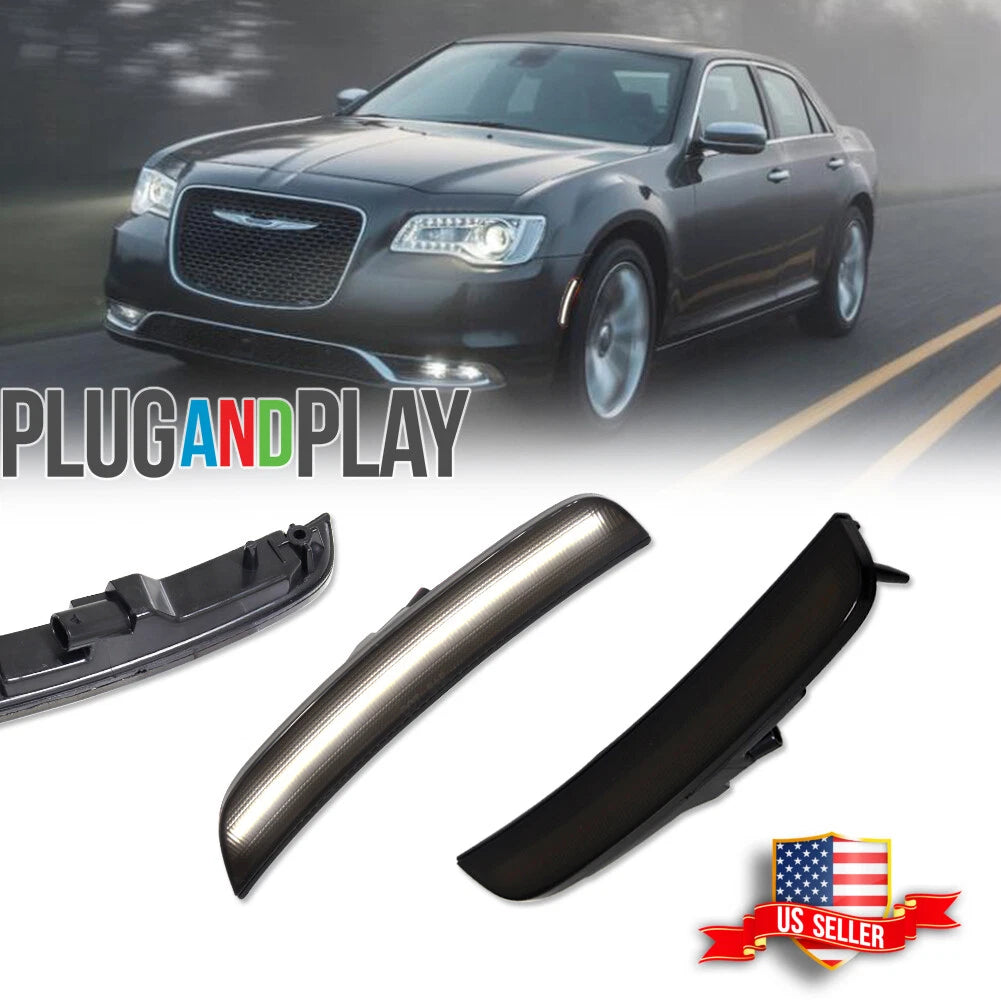 2X White LED Side Marker Light Lamps for Chrysler 300 (2015–2023)
