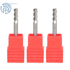 Set of 3 Carbide End Mills for Various Applications (1/8" Flute, 3/8" LOC)