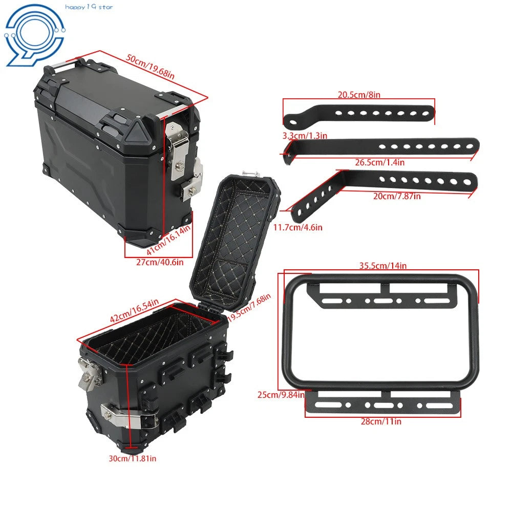 Aluminum Side Case Hard Saddlebags for Motorcycle Tour Trunk (Universal)