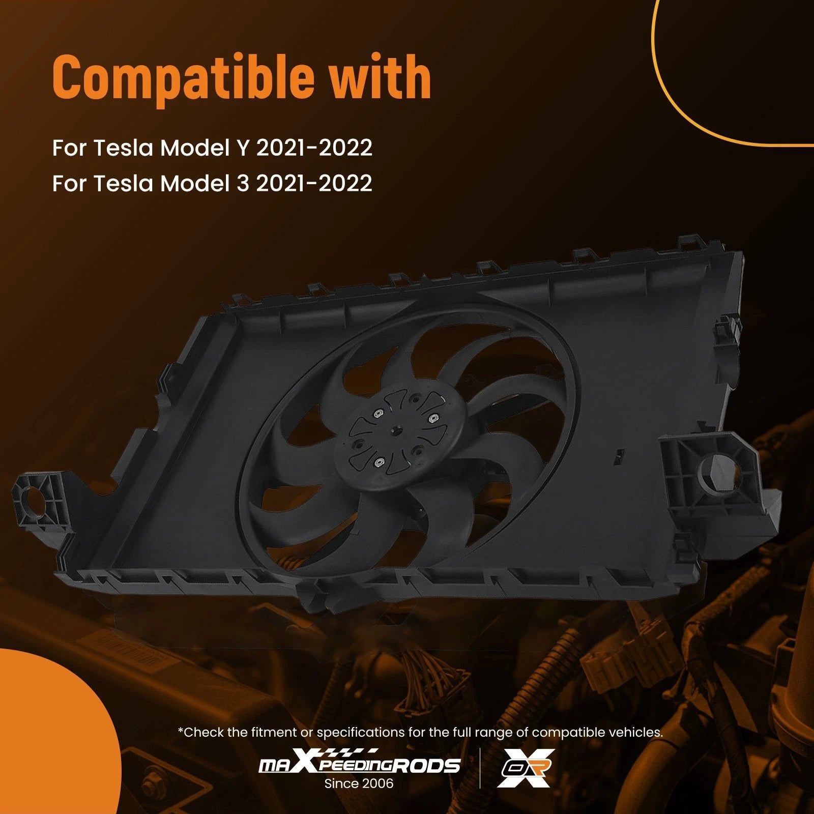 Cooling Fan Assembly for Tesla Model Y/Model 3 (2021–2022) 1607808-00-A 1493995-00-B