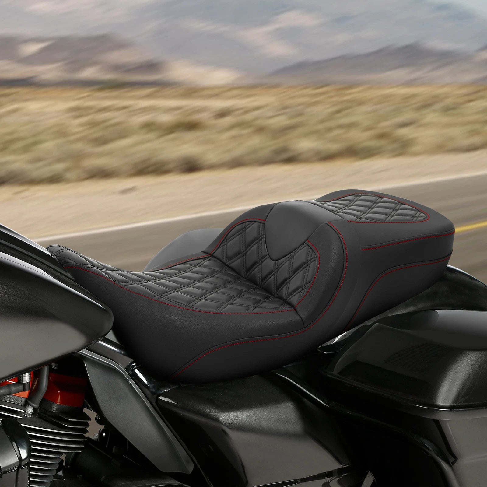 Driver & Passenger Seat for Harley Touring Glide (2009–2023) Black