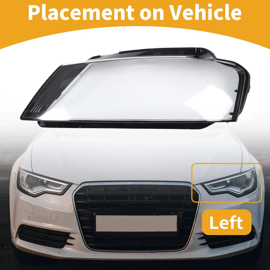 1 Pc Headlight Lens Cover for Audi A3 (2009–2012) Clear Black