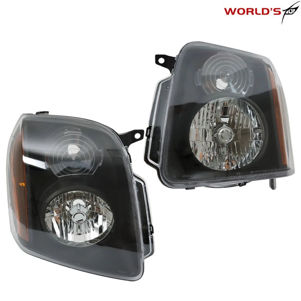 Black Trim Headlights Set for GMC Yukon Denali (2007–2014) Left + Right