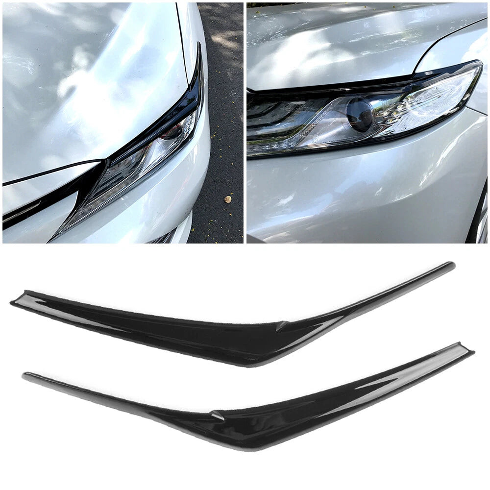 Gloss Black Front Headlight Eyelid Eyebrows Covers for Toyota Camry (2018–2022)