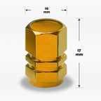 Set of 4 Gold Aluminum Tire Stem Caps for Universal Vehicles (Hexagon Style)