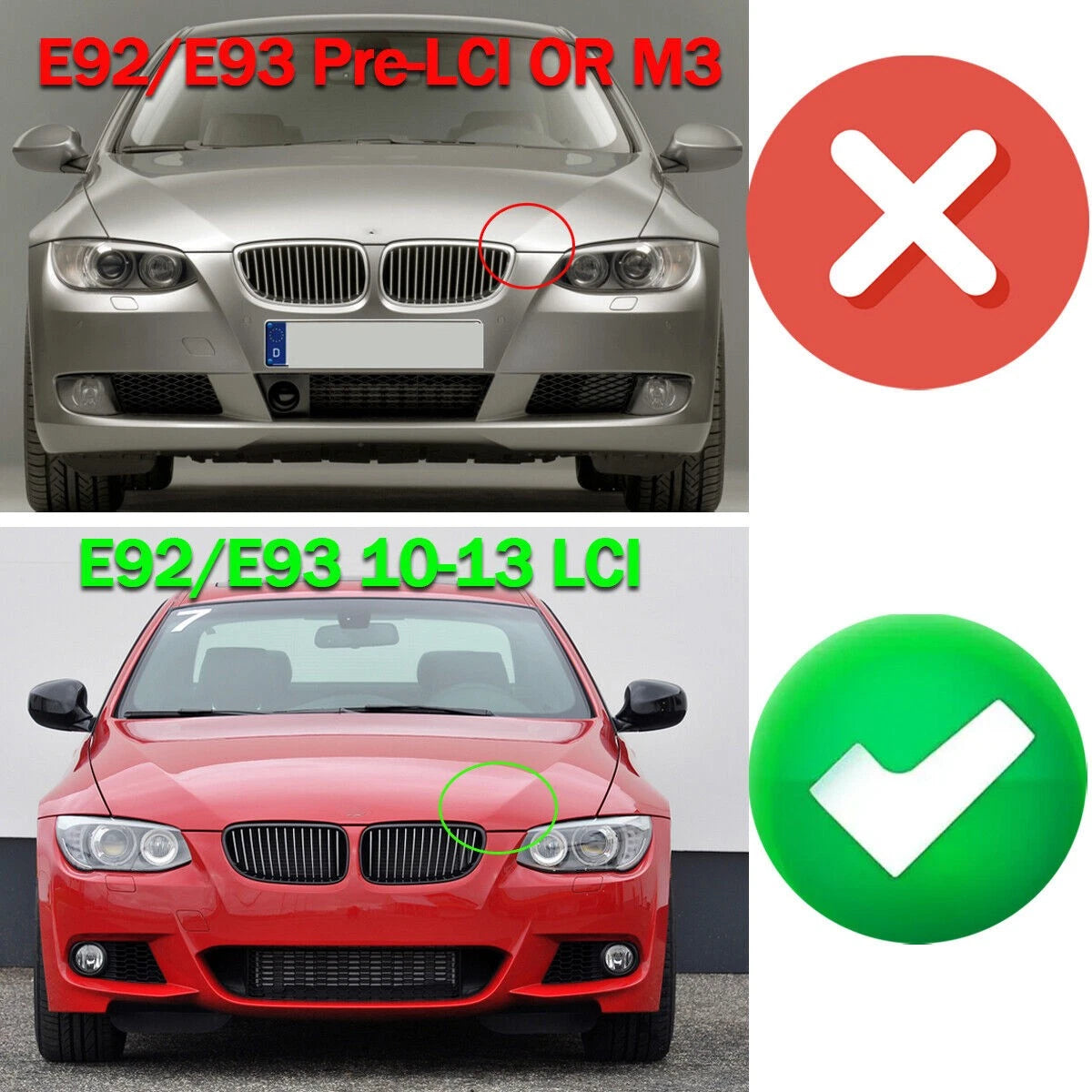 2X Headlight Lens Cover for BMW 3 Series E92 E93 (2010–2013)