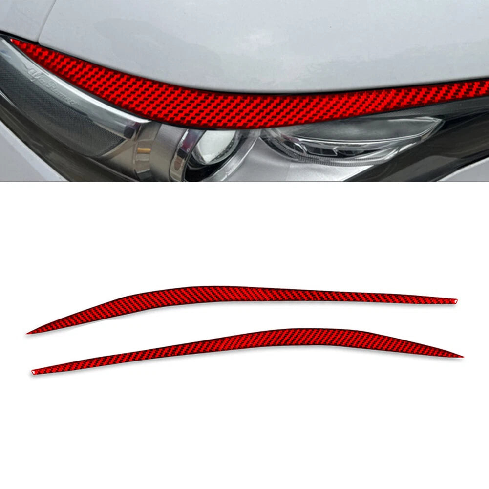 2X Headlight Eyebrow Eyelids Trim for Alfa Romeo Giulia (2015–2024) Carbon Red