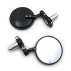 Pair Black Round 7/8" Handle Bar End Side Mirrors for Universal Motorcycles