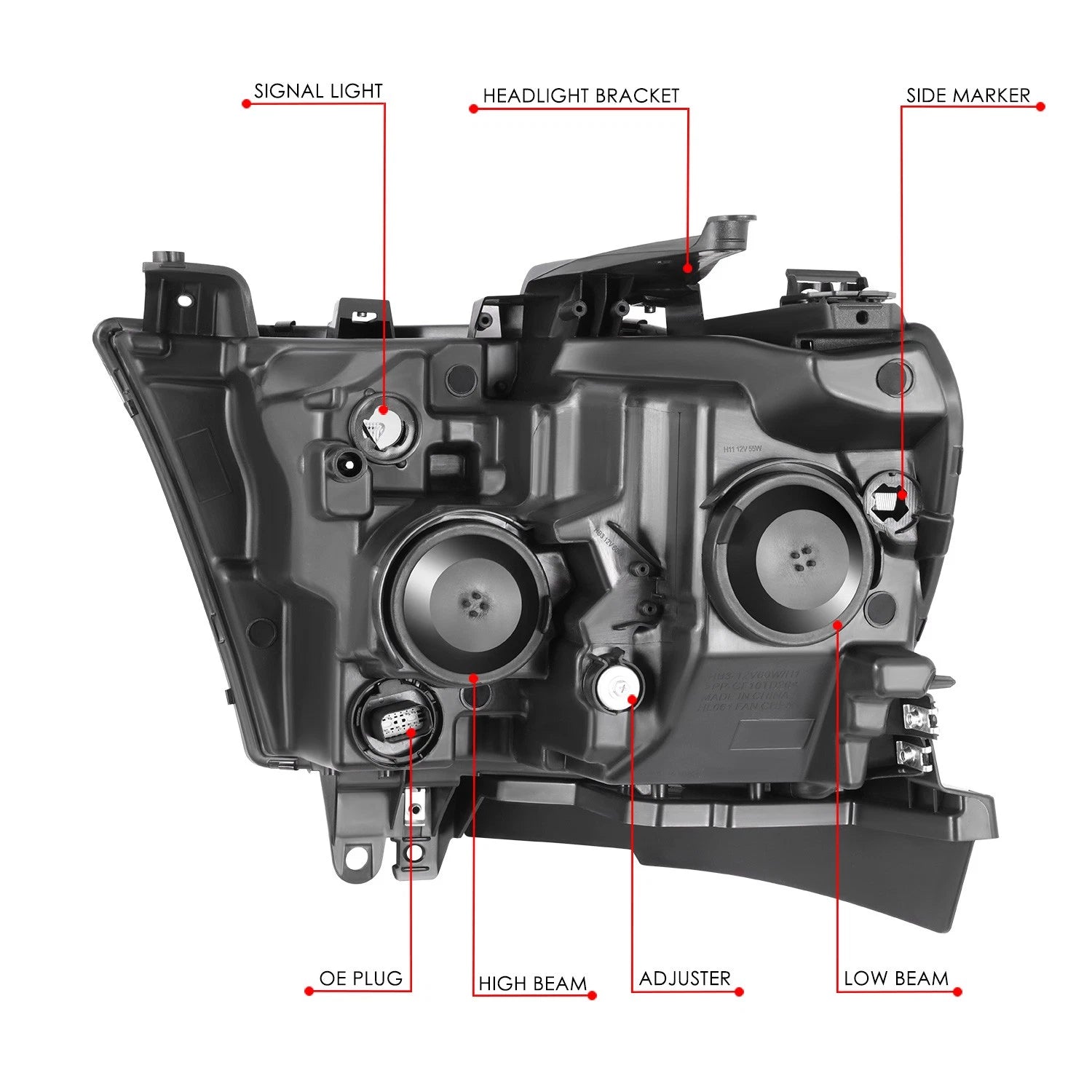 Headlight Assembly for Ram 1500 (2019–2024) Black Housing Clear Reflector
