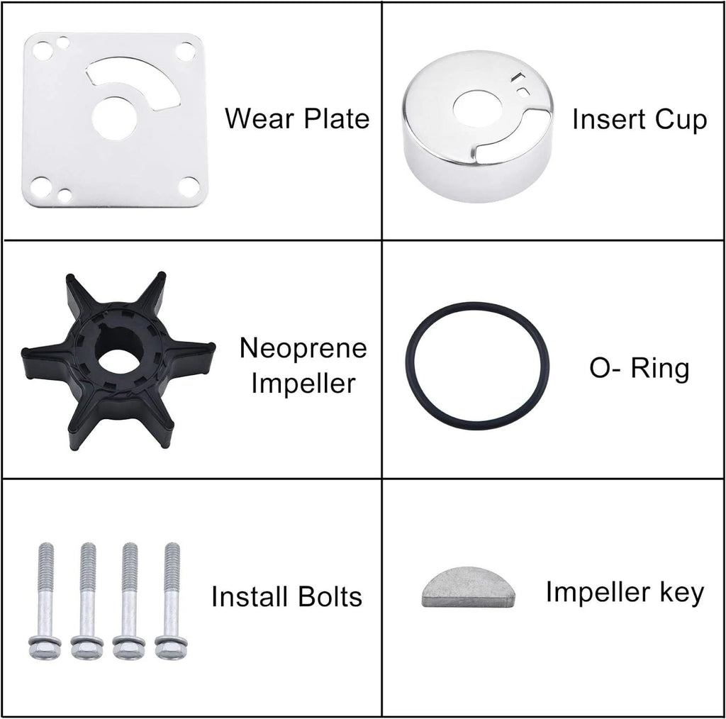 Water Pump Impeller Repair Kit for Yamaha Outboards 20 25 HP (6L2-W0078-00-00)