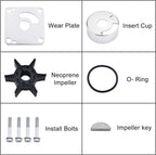 Water Pump Impeller Repair Kit for Yamaha Outboards 20 25 HP (6L2-W0078-00-00)