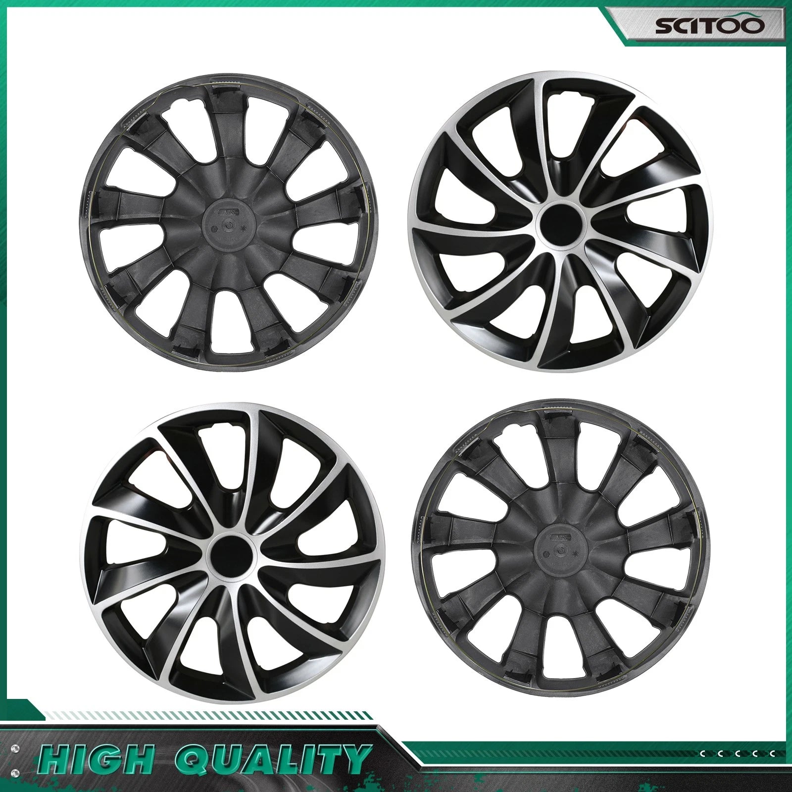 Set of 4 Snap On 17" Silver Wheel Covers Hub Caps for R17 Tire & Rim