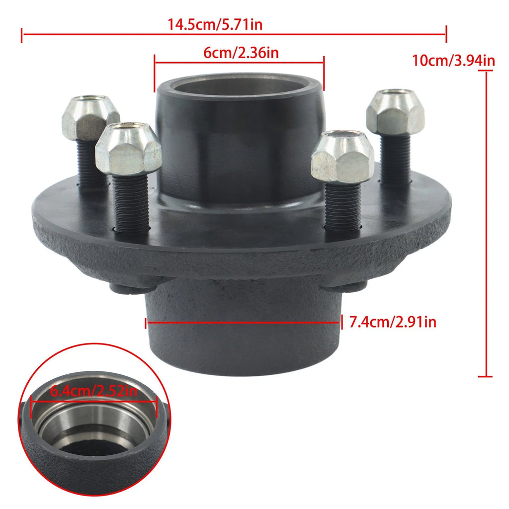 Set of 2 Trailer Hub Kits for 3500 lb Axles (5-Bolt Circle)
