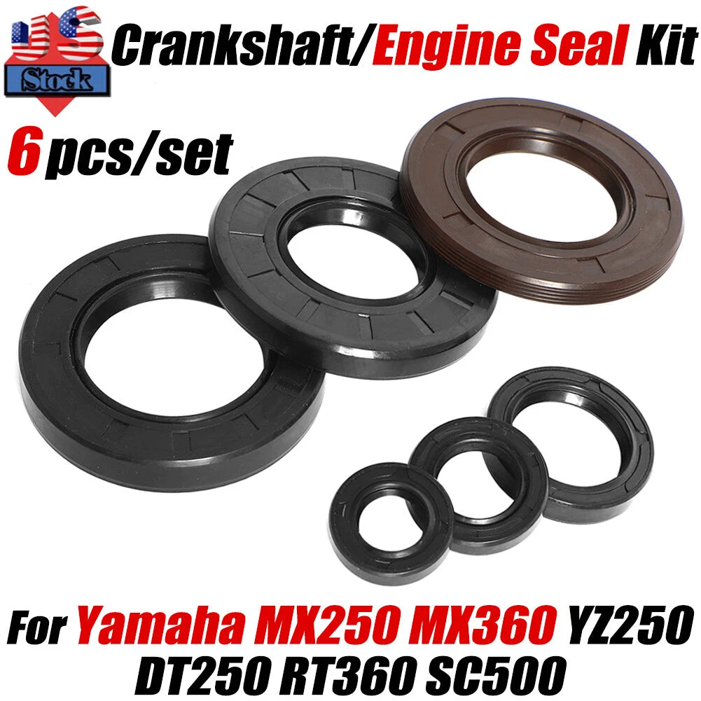 Set of 6 Engine Seals for Yamaha MX250 MX360 (1973–1974)
