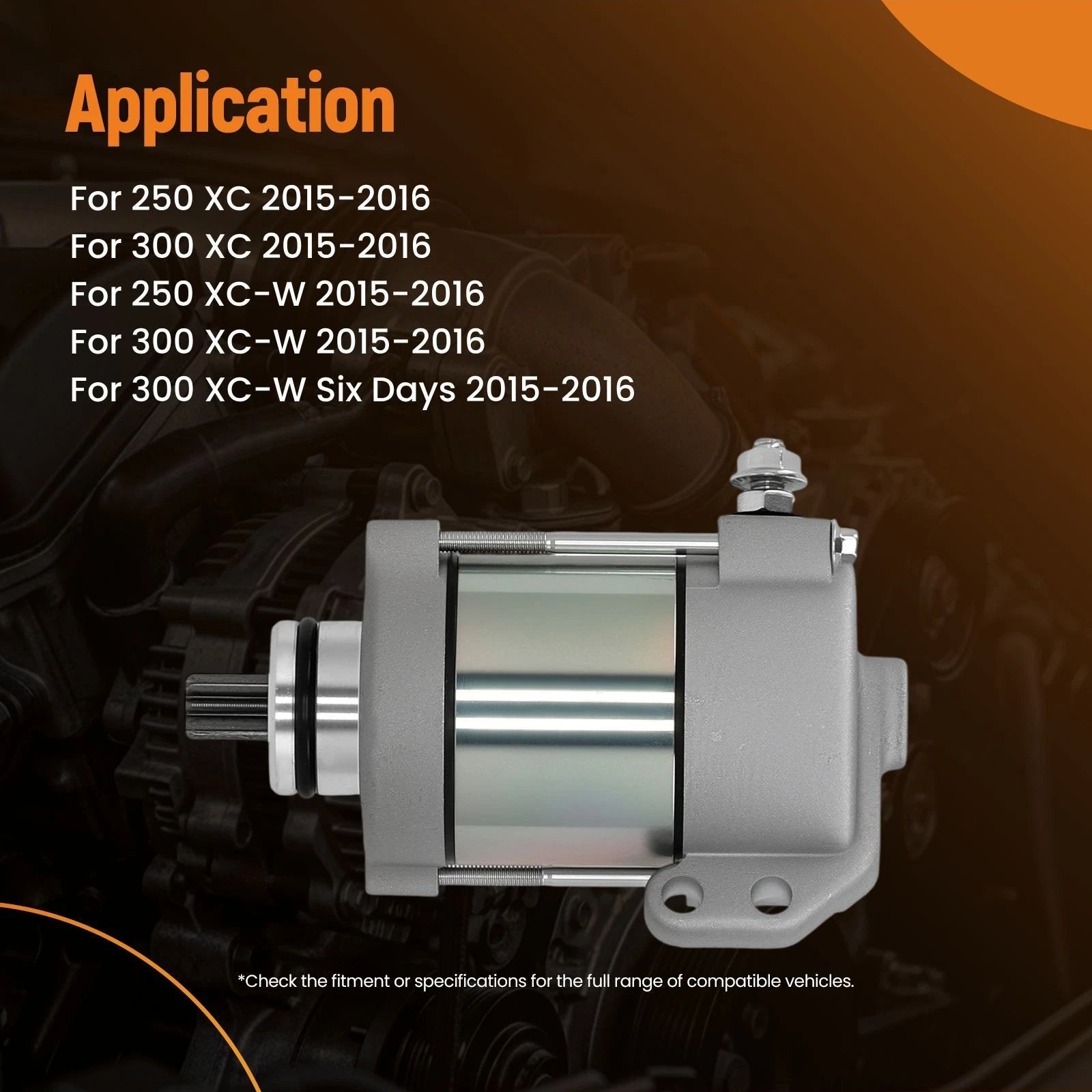12V 1.2kW Starter Motor for KTM 250 300 EXC XC-W (2015–2017) 9 Teeth