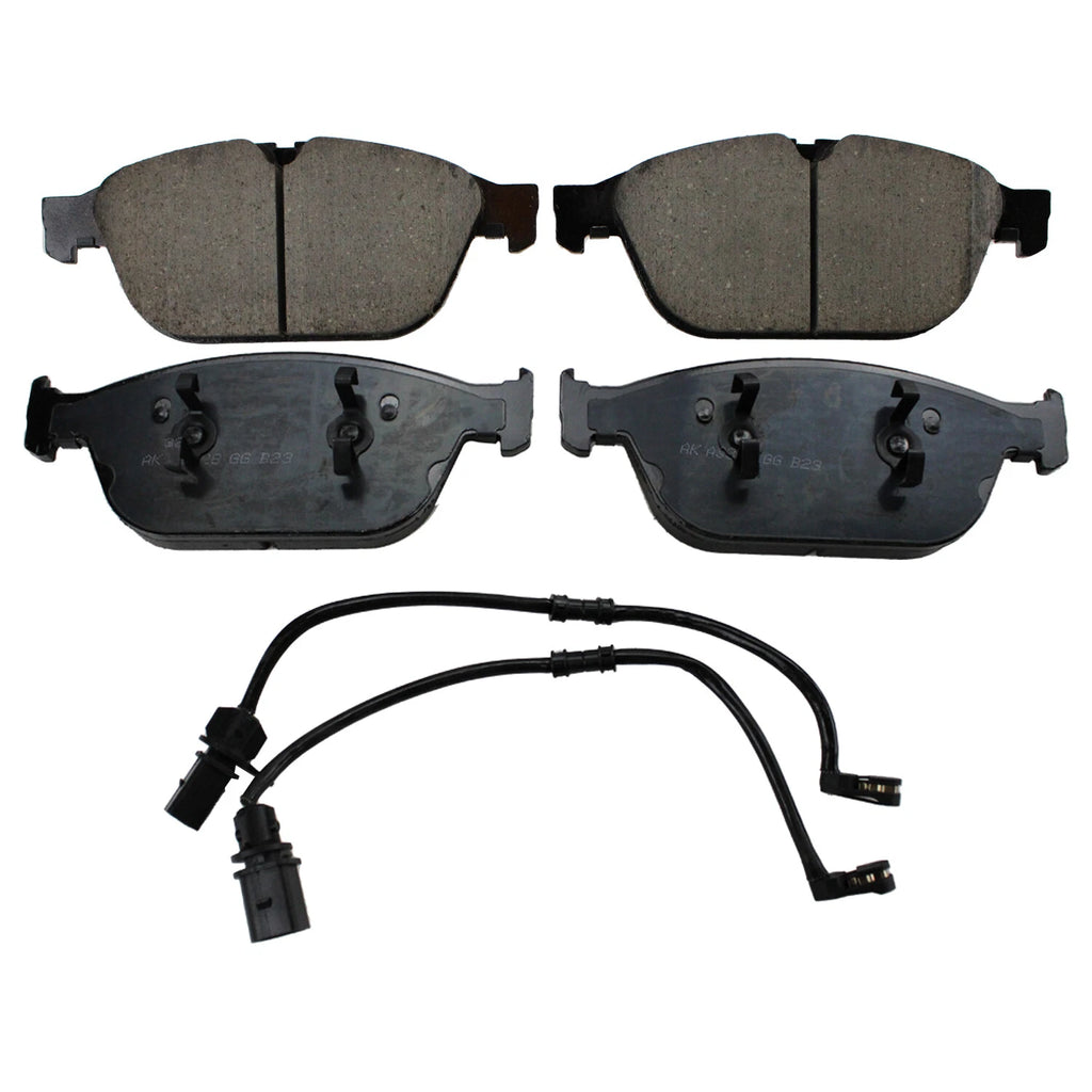 Set of 4 Akebono Euro Front Ceramic Disc Brake Pads & Sensor for Audi A8 (2010–2017)