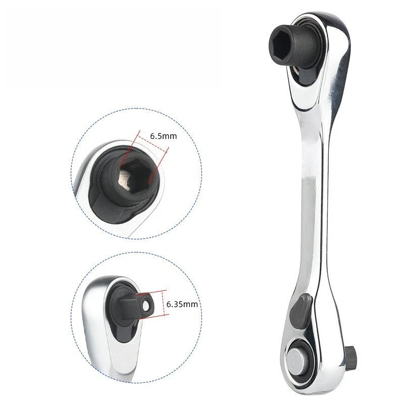 1/4 Inch Drive Mini Ratchet Wrench - Chrome Vanadium Steel, 72 Tooth
