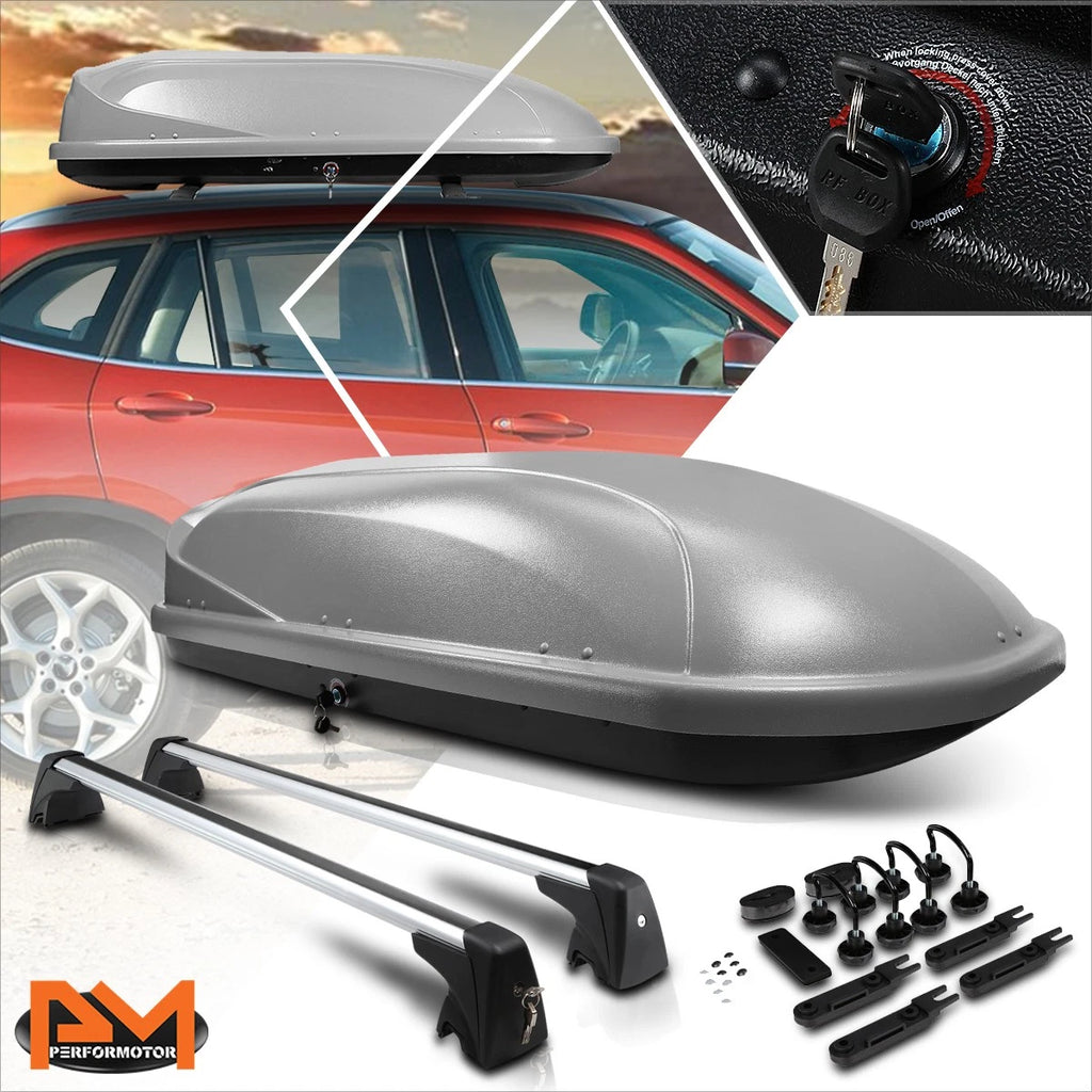 Aluminum Cross Bar Roof Rack for BMW X1 (2009–2015) - Grey Storage Box & Keys