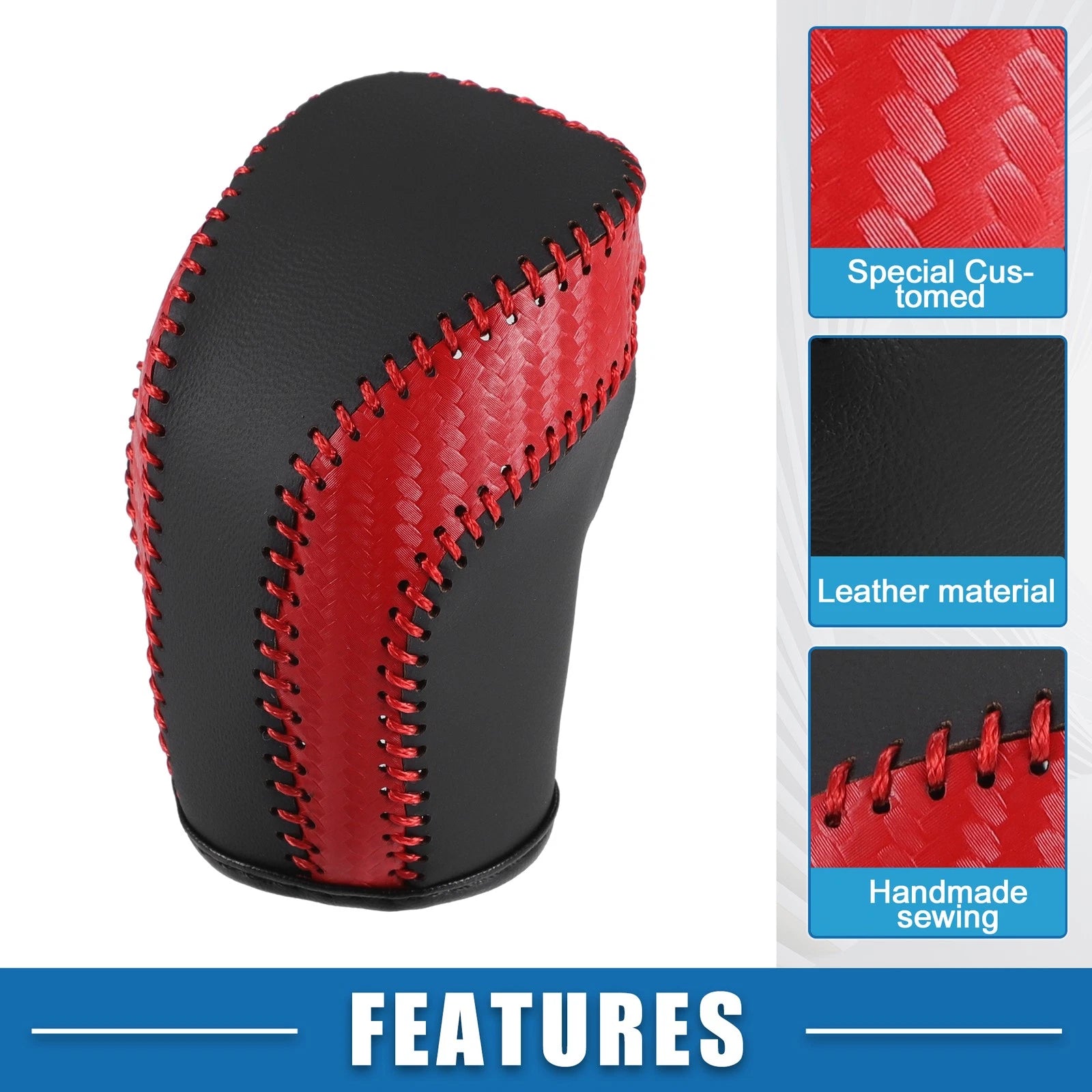 Gear Shifting Knob Cover for Toyota Corolla (2019–2022) Red Black Stitches