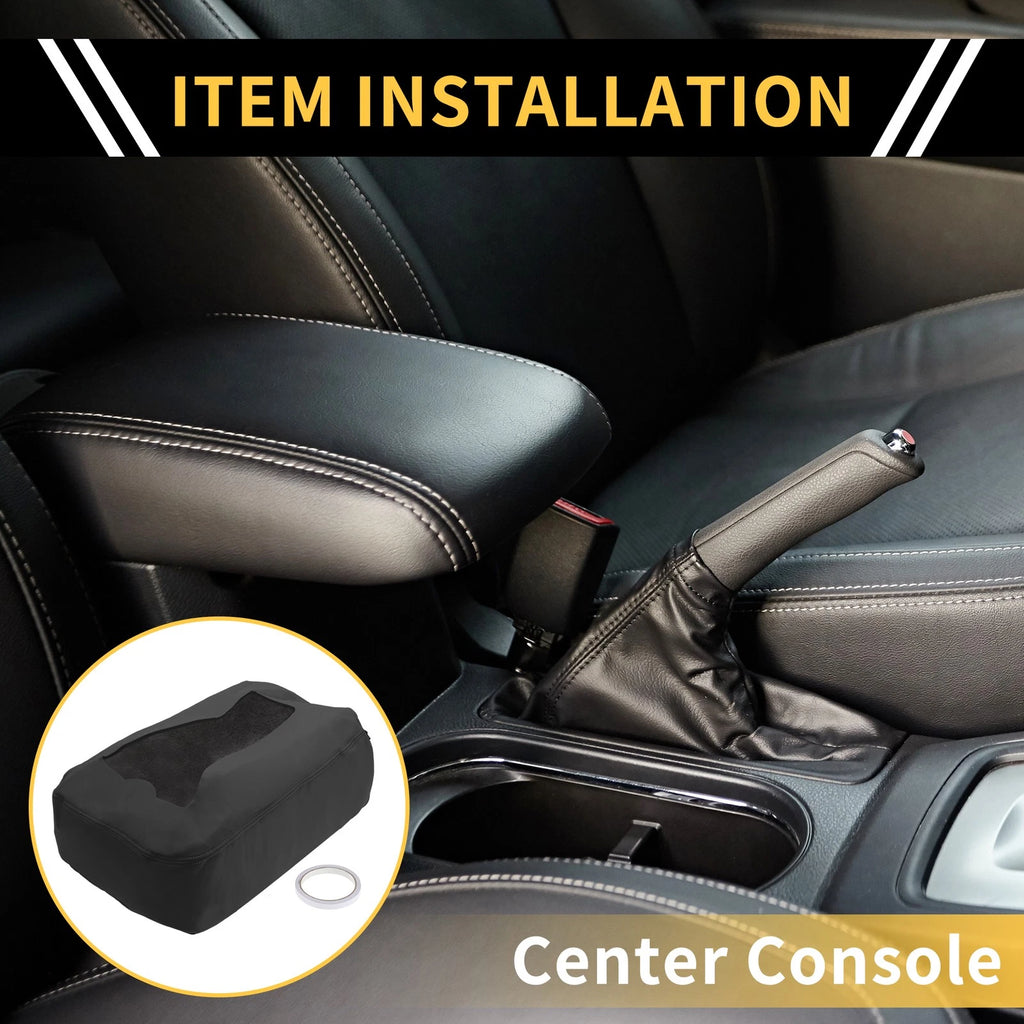 Console Lid Armrest Cover for Chevrolet (Microfiber Leather, Black)