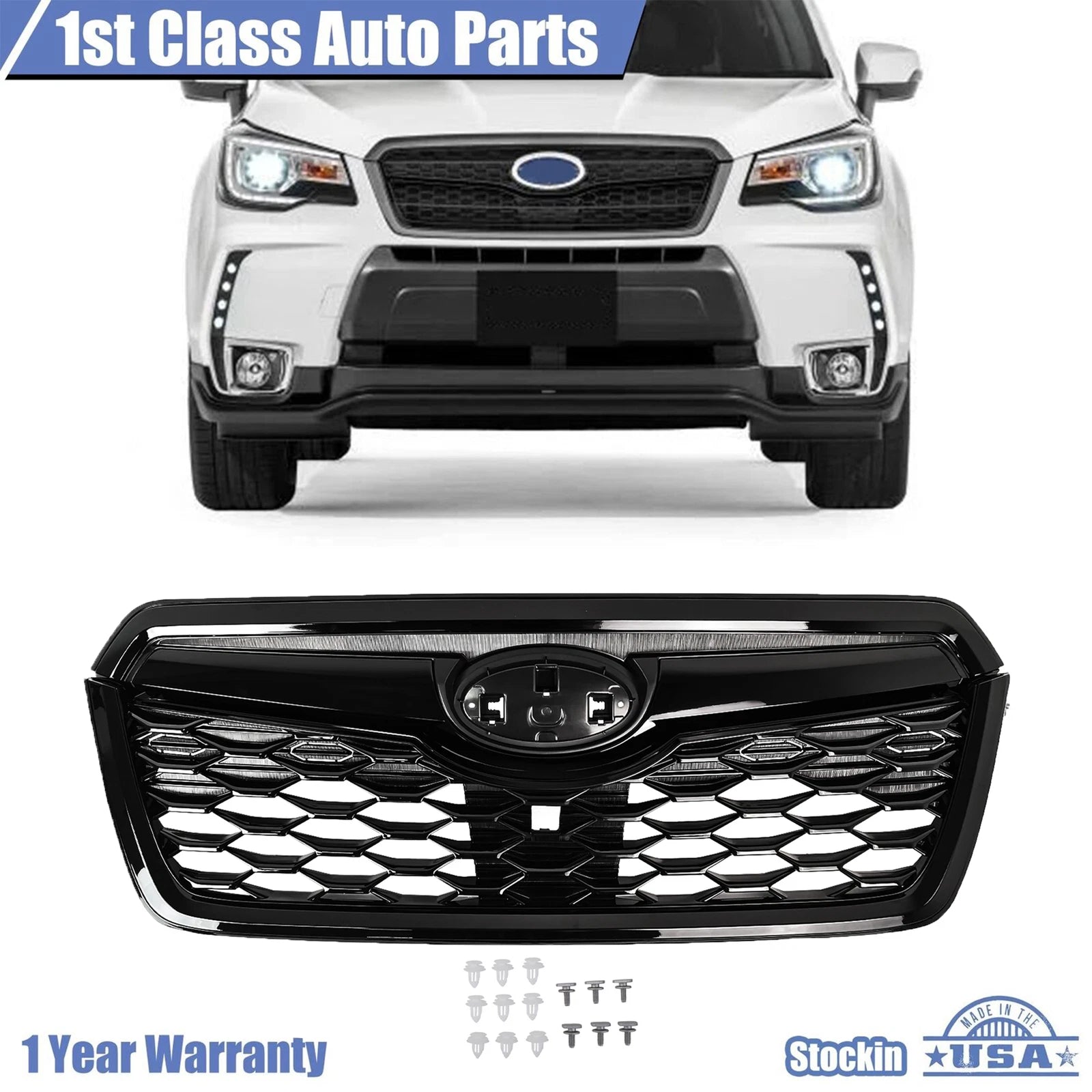 Gloss Black Front Bumper Grille for Subaru Forester (2019–2021)