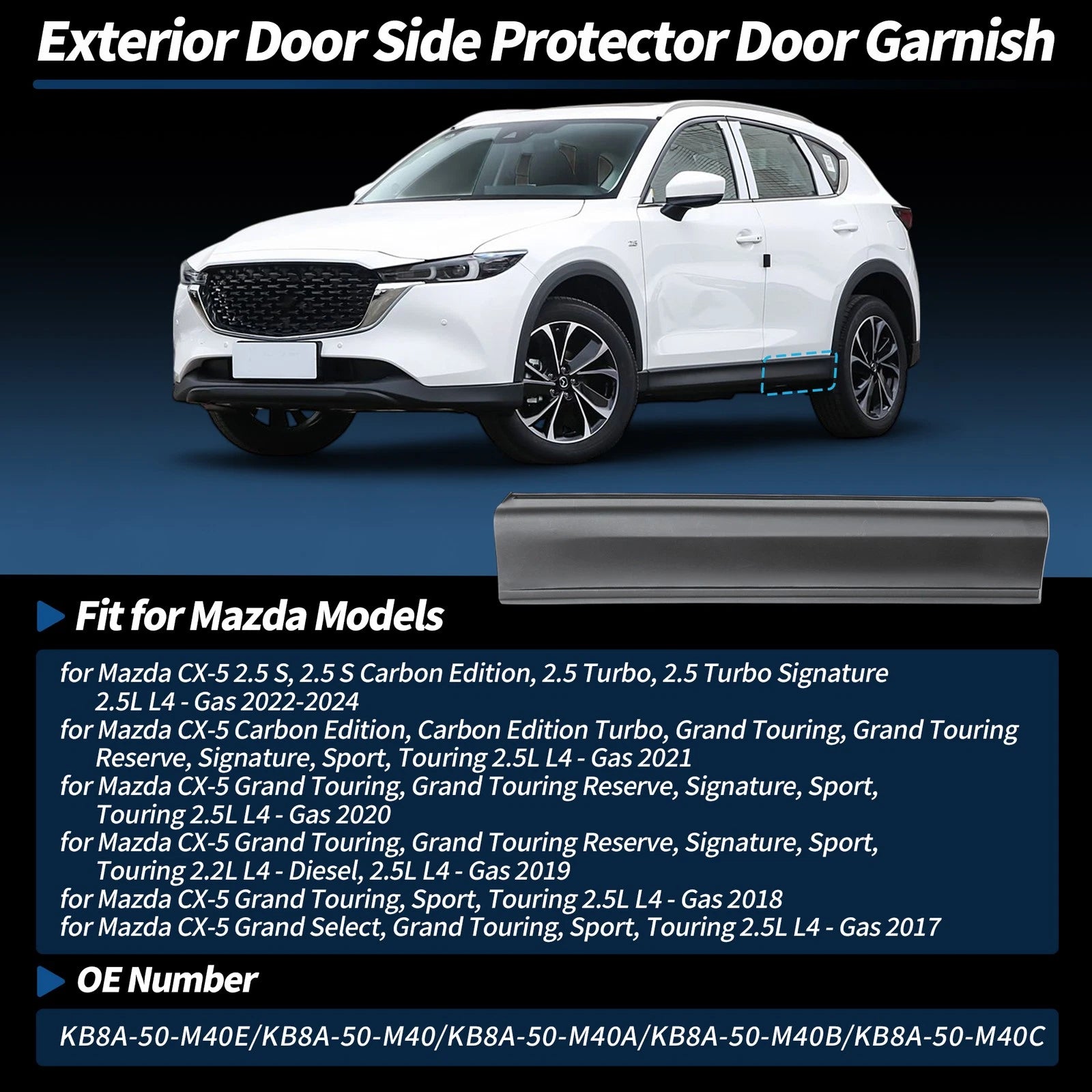 Rear Left Door Lower Trim Garnish for Mazda CX-5 (2017–2024) No.KB8A-50-M40