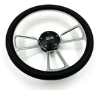 Polished Leather Steering Wheel Black Horn for 1974–1994 Chevy Truck
