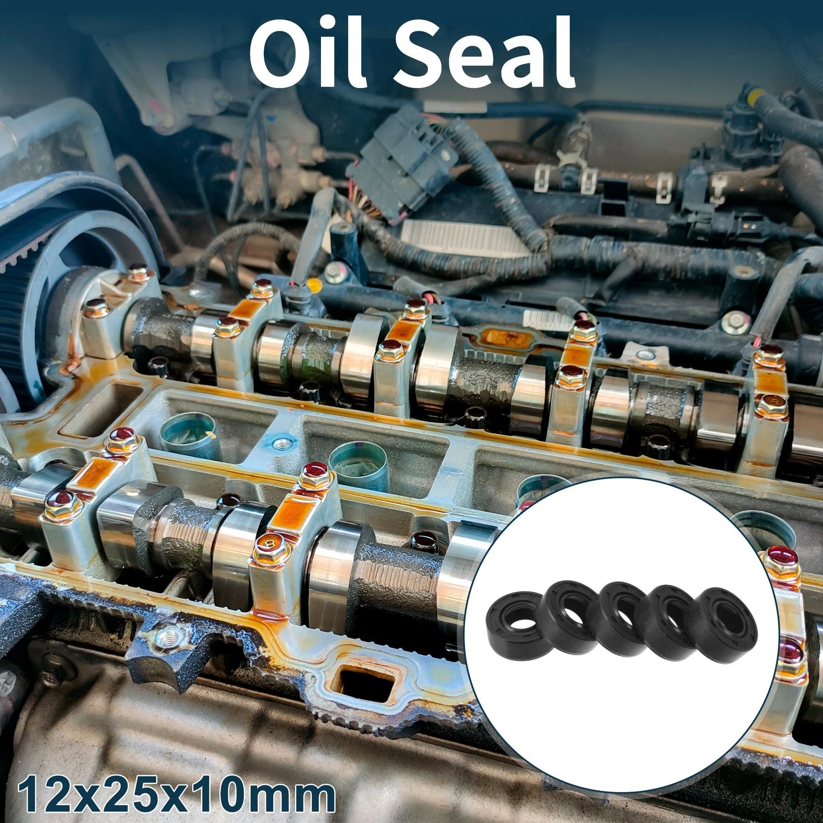 Set of 5 Oil Seal Ring NBR Rubber 12x25x10mm for Various Models 