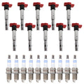 Set of 10 Ignition Coils & Spark Plugs for Audi S6 S8 D3 C6 (2006–2012)