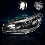 Projector Headlights for Honda Accord (2013–2015) Black Housing Clear Corner Pair