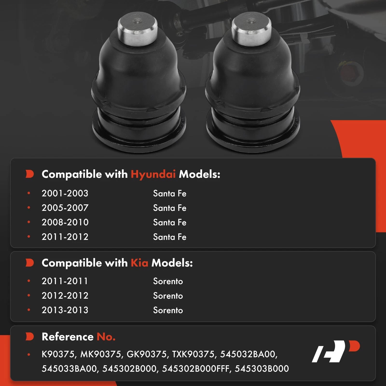 2X Front Lower Ball Joint for Kia Sorento (2011–2013) Hyundai Santa Fe