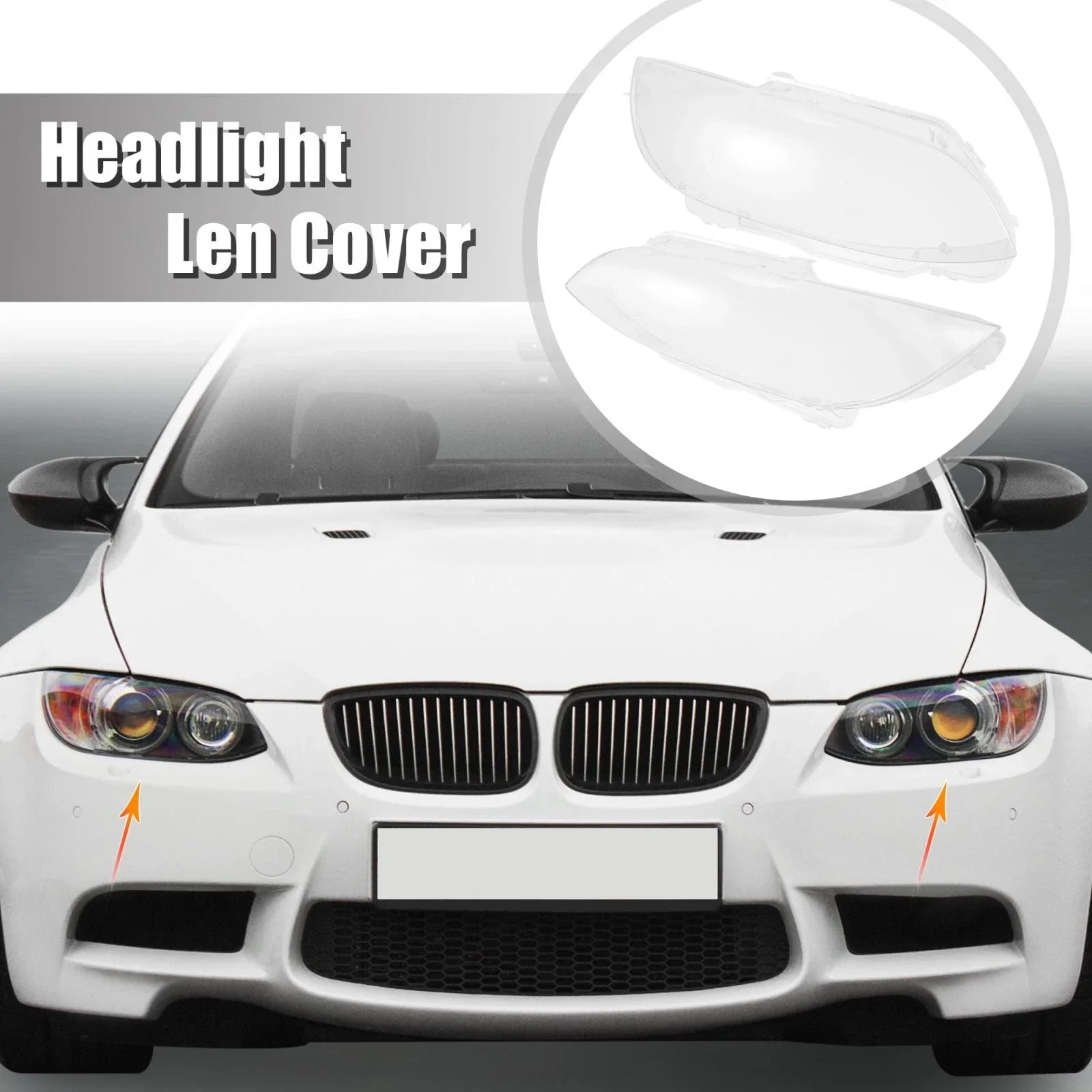 1 Pair Front Headlight Lens Cover PC Shell for BMW M3 (2008-2013)