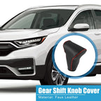 Gear Shift Lever Cover for Honda CR-V 2017-2022 Black Faux Leather Red Line