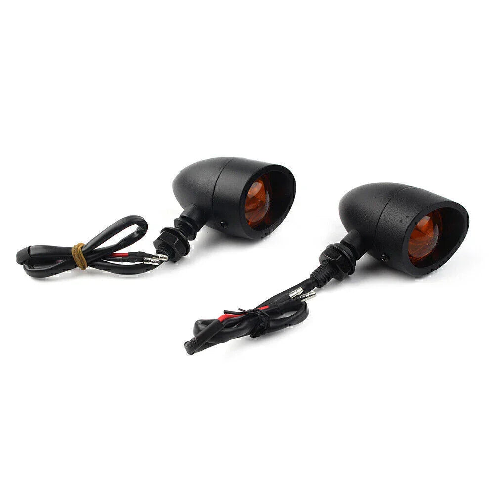 Black Retro Motorcycle Turn Signal Lights for Universal Fit