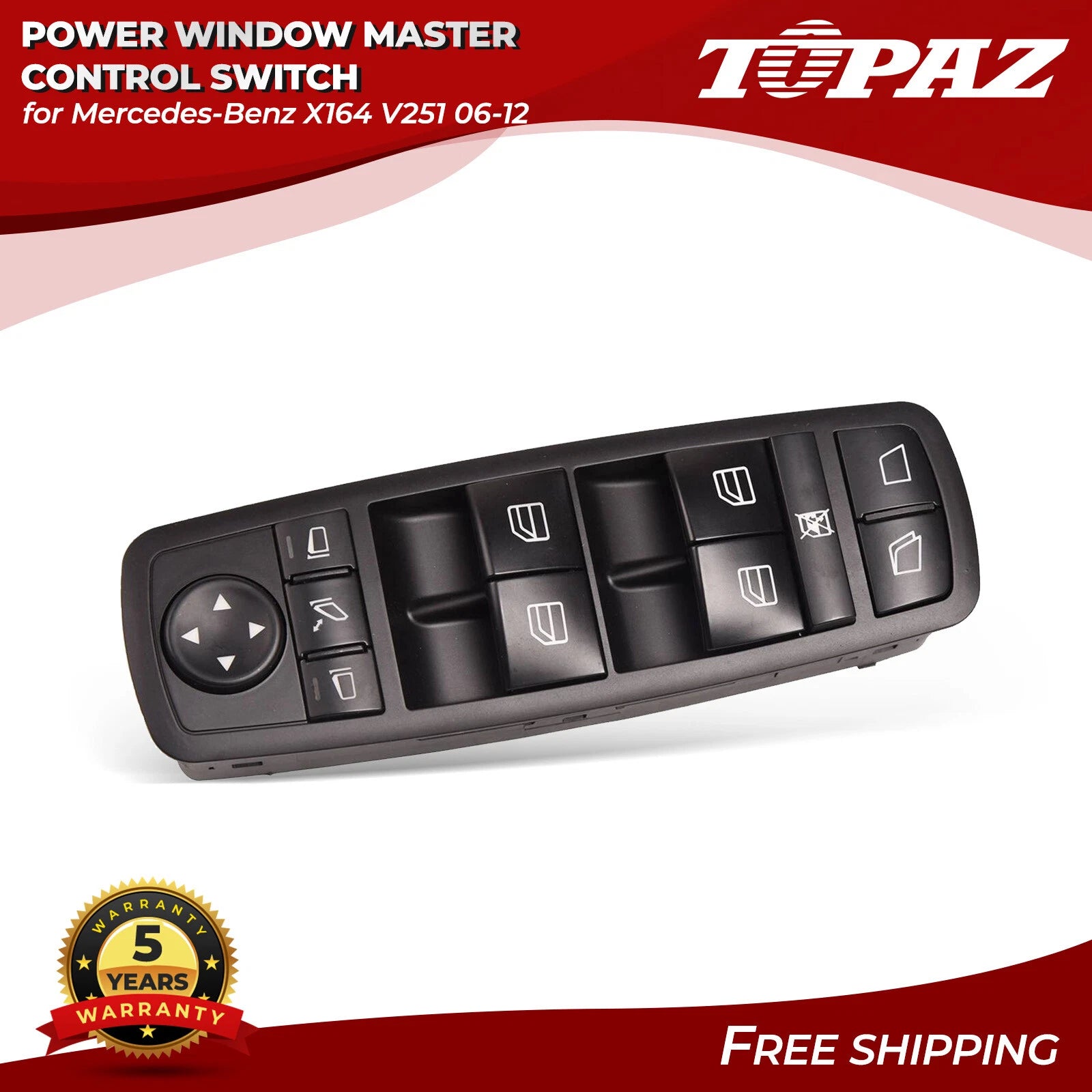 Front Left Power Window Master Control Switch for Mercedes-Benz X164 (2006–2012)