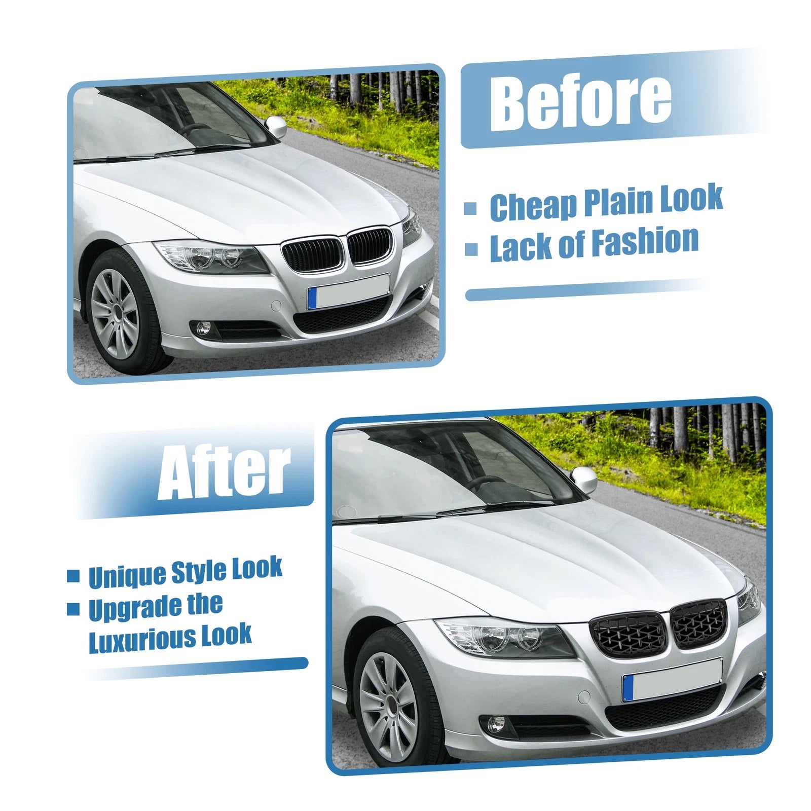 1 Pair Front Hood Bumper Grille for BMW 328xi M3 335xi 328i 335i (2007–2013)