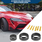 3X AC Radio Volume Switch Knob Cover Ring for Toyota Supra (2018–2022) Black