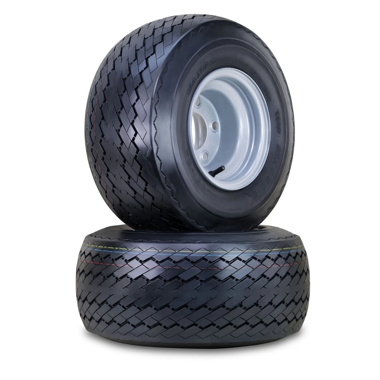 2 Golf Cart Tires 18X8.5-8 4-Ply 5 Lugs on 4.5" Silver Rim