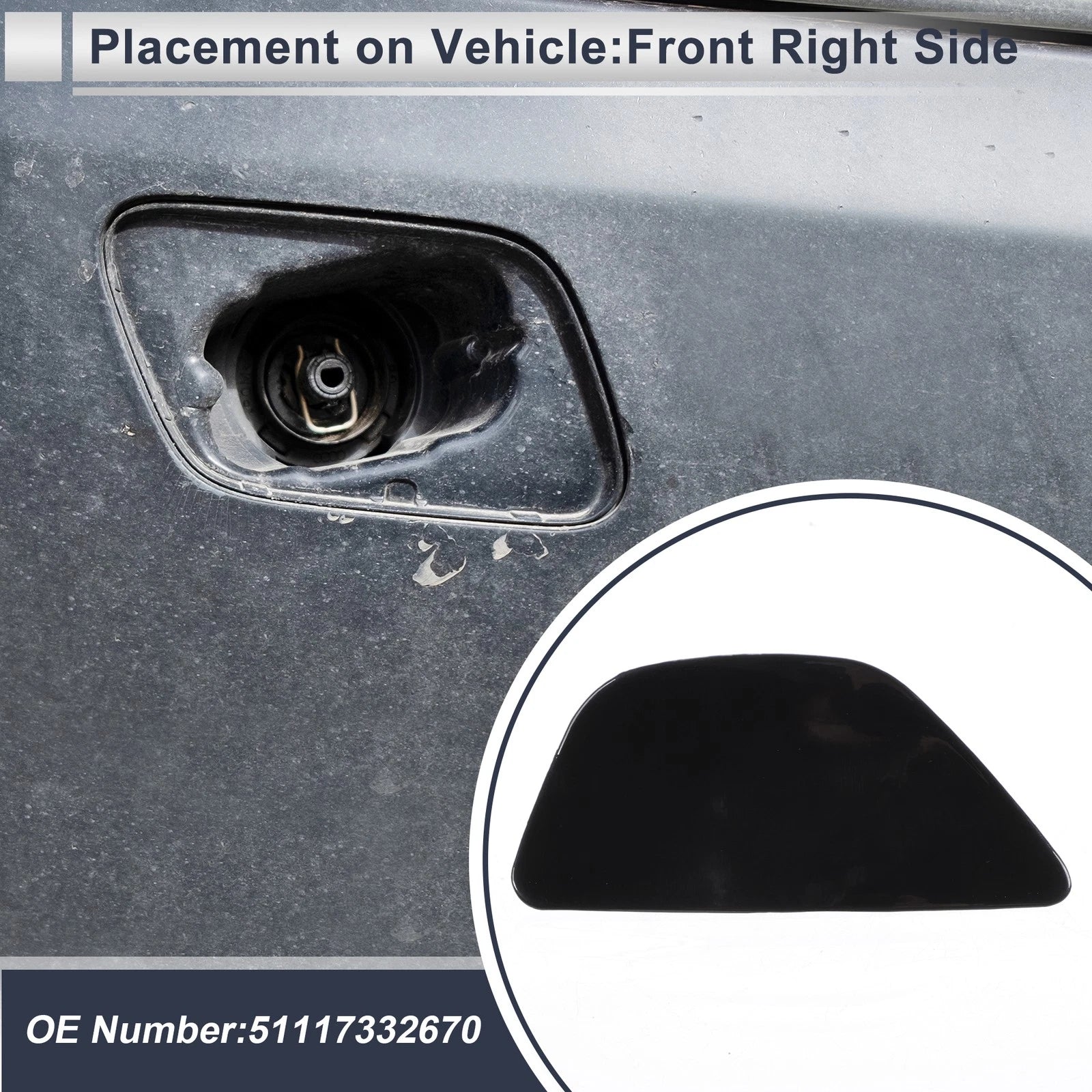 Bumper Headlight Washer Nozzle Cover Cap for BMW 535i (2011–2016)