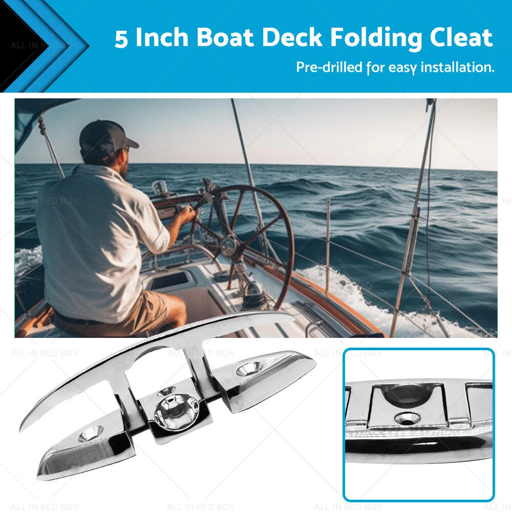 5 Inch Portable Foldable Cleat for Boat Deck (Pre-drilled)