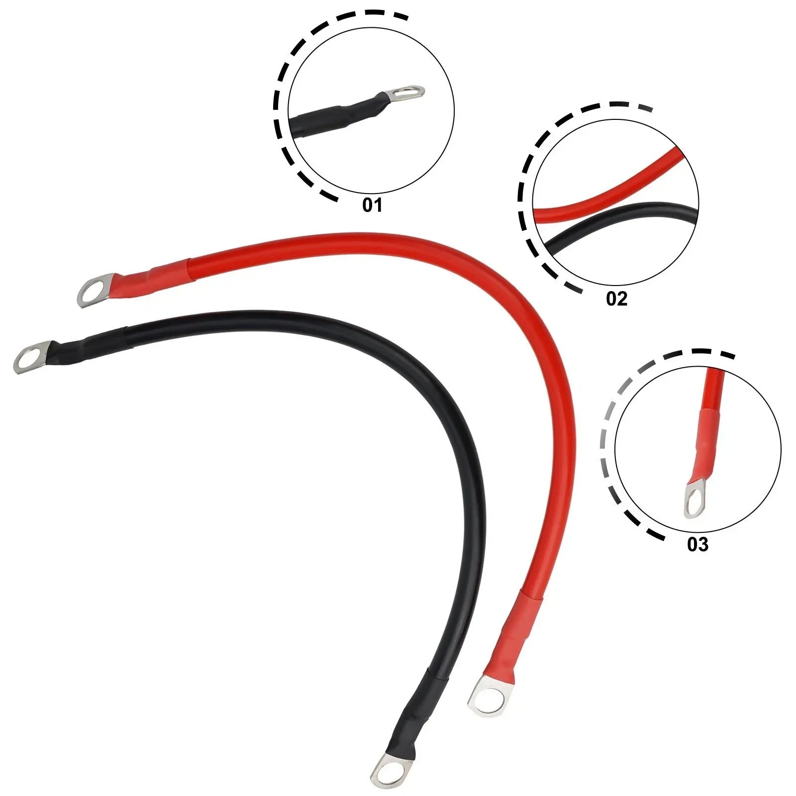 2 x Battery Cable Set for Grounding and Automotive Wiring 30cm 12V