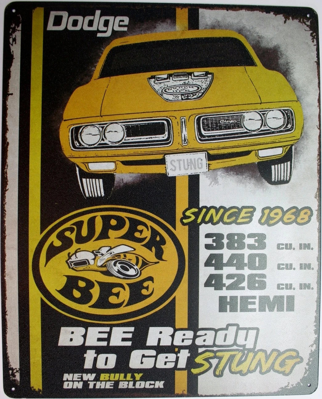 Vintage Replica Tin Metal Sign for Chrysler Charger Super Bee (1966–1977)