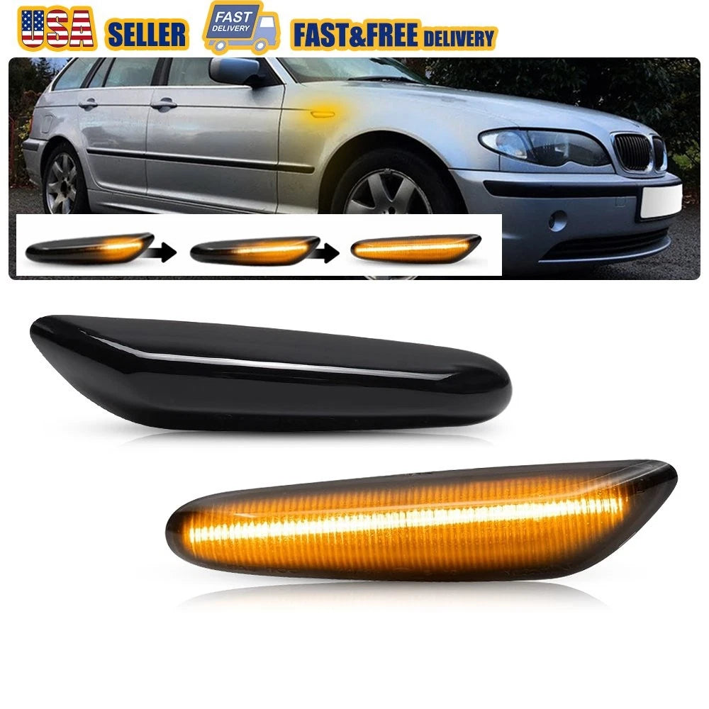 Sequential Smoked LED Side Marker Lights for BMW E60 E61 E82 E88 E90 E91 E92 E93