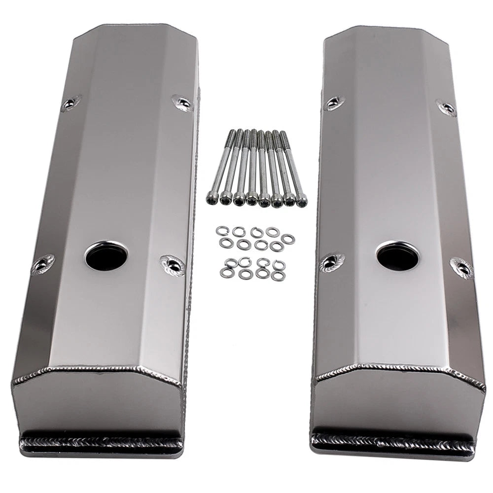 Pair of Fabricated Aluminum Valve Covers for Chevy 283 302 350 400
