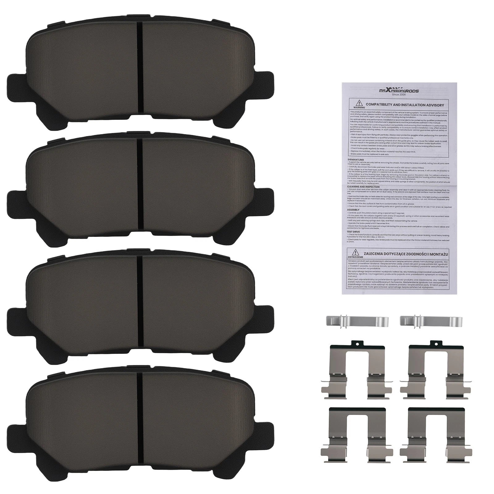 Set of 4 Rear Ceramic Brake Pads for Acura MDX (2007–2013), ZDX (2010–2013), Honda Pilot (2009–2015)
