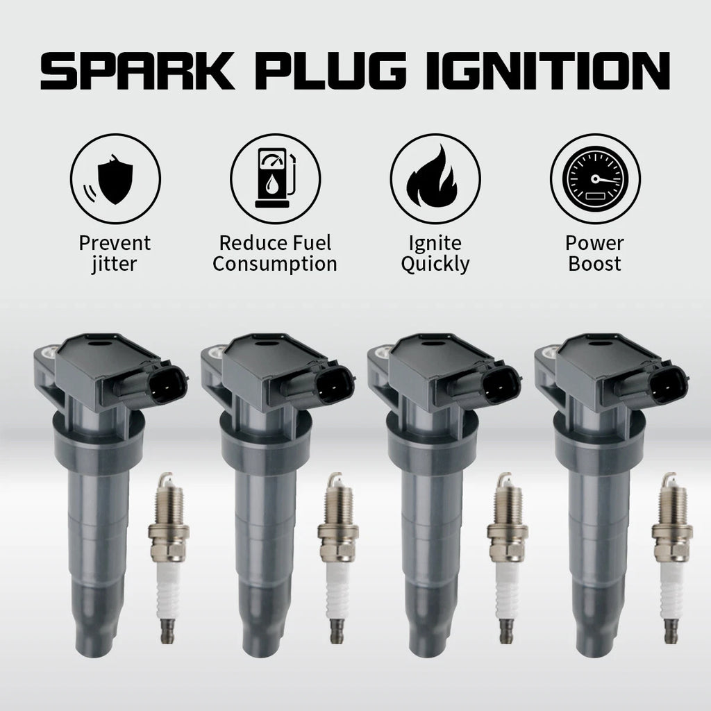 Set of 4 Ignition Coil Spark Plugs for Hyundai Genesis, Santa Fe, Tucson, Kia Forte, Optima (2010–2019) UF611