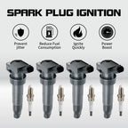 Set of 4 Ignition Coil Spark Plugs for Hyundai Genesis, Santa Fe, Tucson, Kia Forte, Optima (2010–2019) UF611