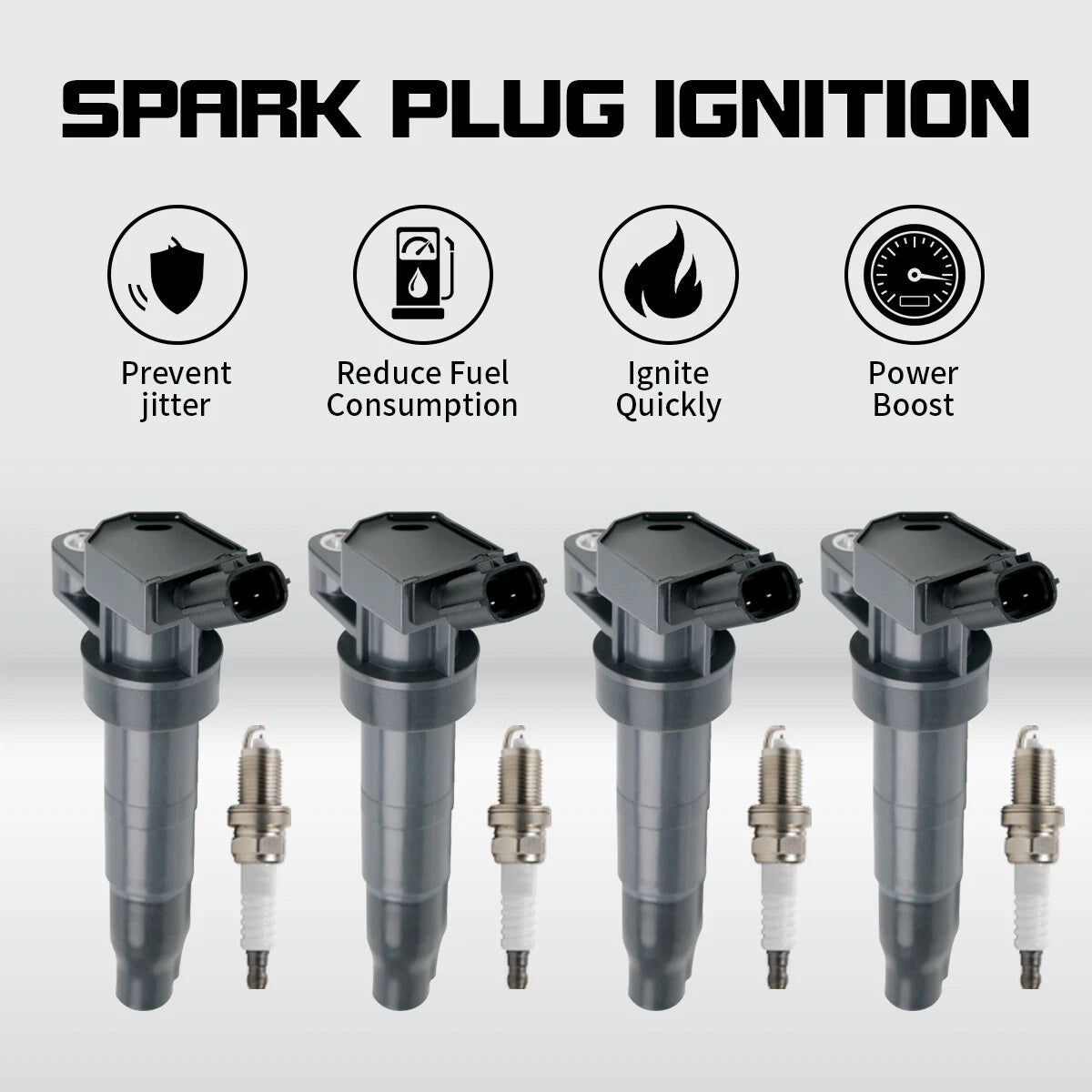 Set of 4 Ignition Coil Spark Plugs for Hyundai Genesis, Santa Fe, Tucson, Kia Forte, Optima (2010–2019) UF611