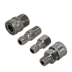 Set of 4 Stainless Steel 1/4" NPT Adapters for Pressure Washer Quick Connect