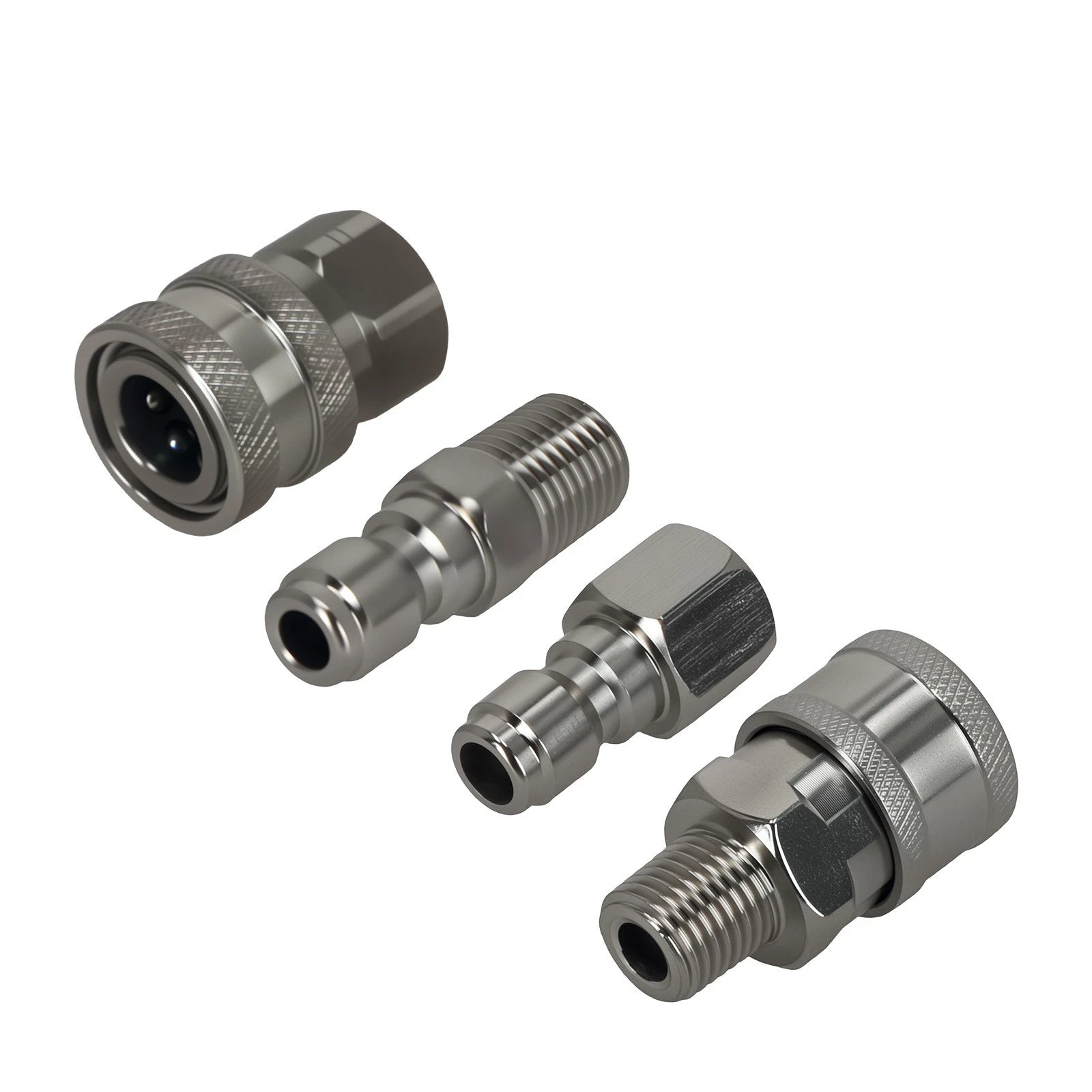 Set of 4 Stainless Steel 1/4" NPT Adapters for Pressure Washer Quick Connect